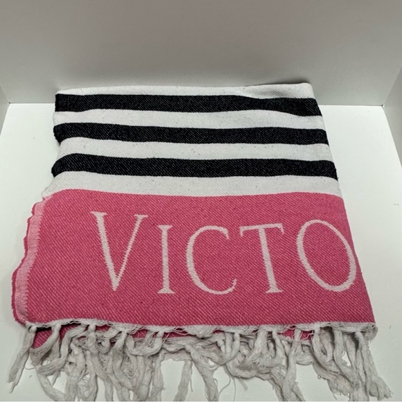 Victoria's Secret Pink White & Black Stripes Throw/Blanket